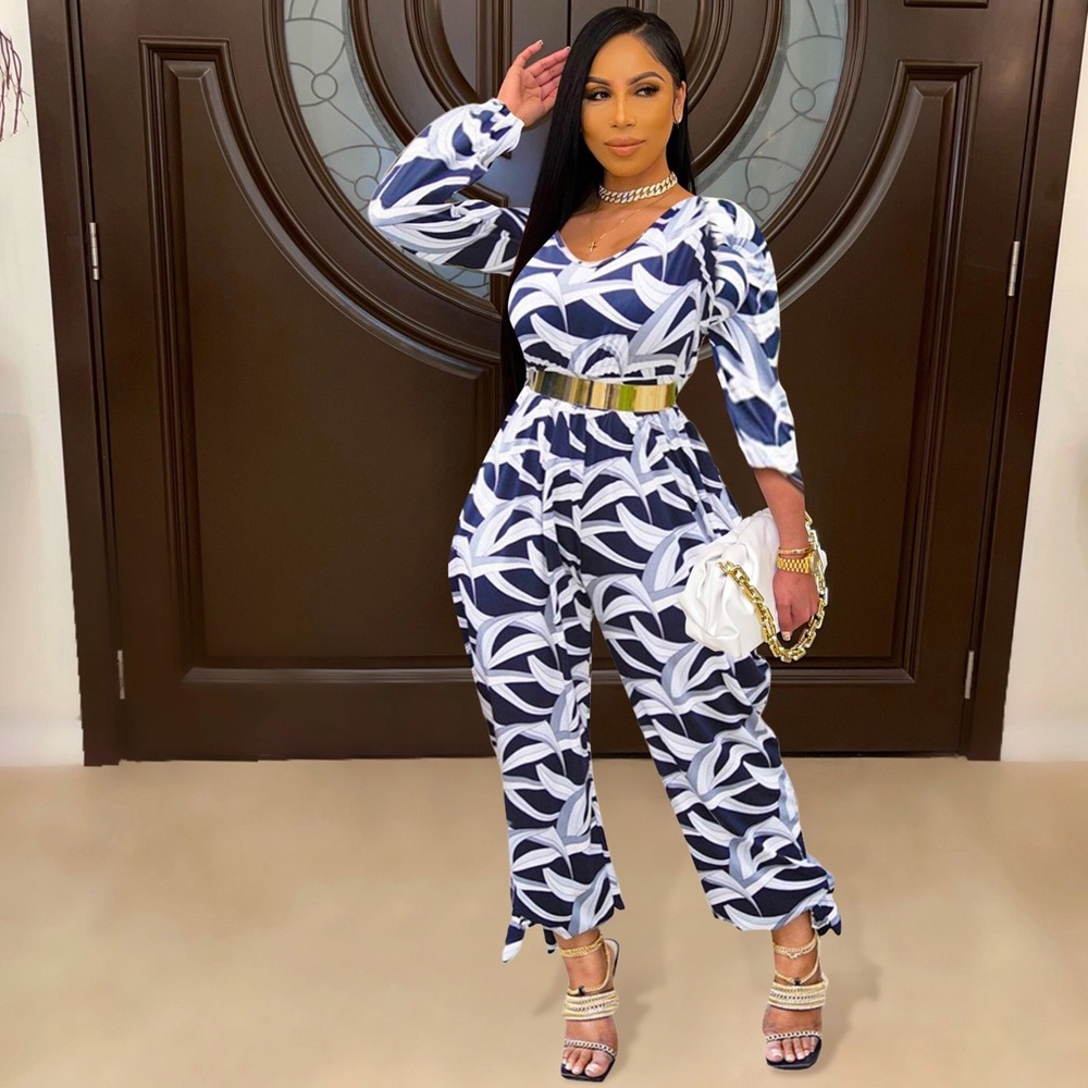 Large Stretchy Black And White Geometric Print Jumpsuit